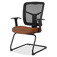 Lorell ErgoMesh Series Mesh Back Guest Chair with Arms Canyon Nutmeg Seat Color - Vinyl, Fabric Seat Material - Black Back Color - Mesh Back Material - Cantilever Base - Armrest - 1 Each (LLR8620230)