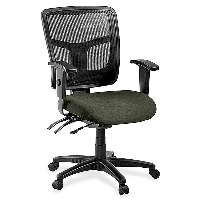 Lorell ErgoMesh Series Managerial Mesh Mid-Back Chair Perfection Olive Green Seat Color - Fabric Seat Material - Black Back Color - Black Frame Color - 5-star Base - Black - 1 Each (LLR8620167)