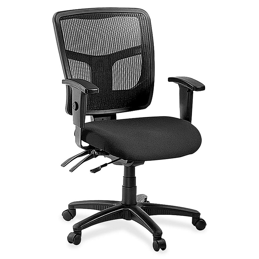 Lorell ErgoMesh Series Managerial Mesh Mid-Back Chair Expo Tuxedo Seat Color - Fabric Seat Material - Black Back Color - Black Frame Color - 5-star Base - Black - 1 Each (LLR8620135)