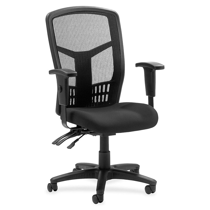 Lorell Executive High-back Mesh Chair Expo Tuxedo Seat Color - Mesh Fabric Seat Material - Black Back Color - Black Frame Color - 5-star Base - Black - 1 Each (LLR8620035)