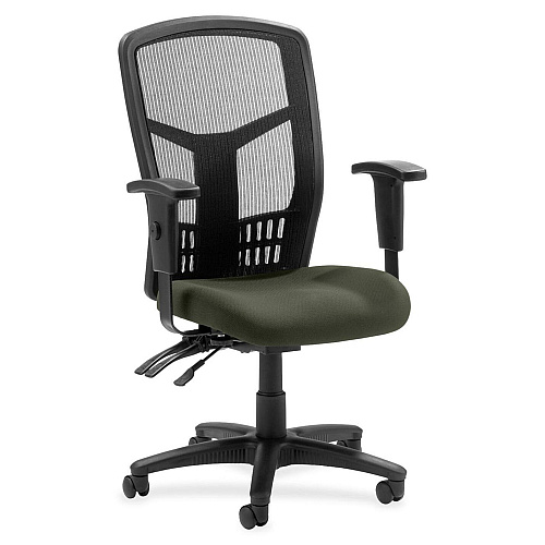 Lorell Executive High-back Mesh Chair Perfection Olive Green Seat Color - Mesh Fabric Seat Material - Black Back Color - Black Frame Color - 5-star Base - Black - 1 Each (LLR8620067)
