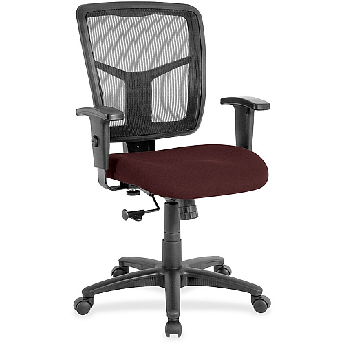 Lorell Ergomesh Managerial Mesh Mid-back Chair Perfection Burgundy Seat Color - Fabric Seat Material - Black Back Color - Black Frame Color - 5-star Base - 1 Each (LLR8620964)