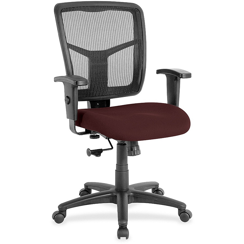 Lorell Ergomesh Managerial Mesh Mid-back Chair Perfection Burgundy Seat Color - Fabric Seat Material - Black Back Color - Black Frame Color - 5-star Base - 1 Each (LLR8620964)