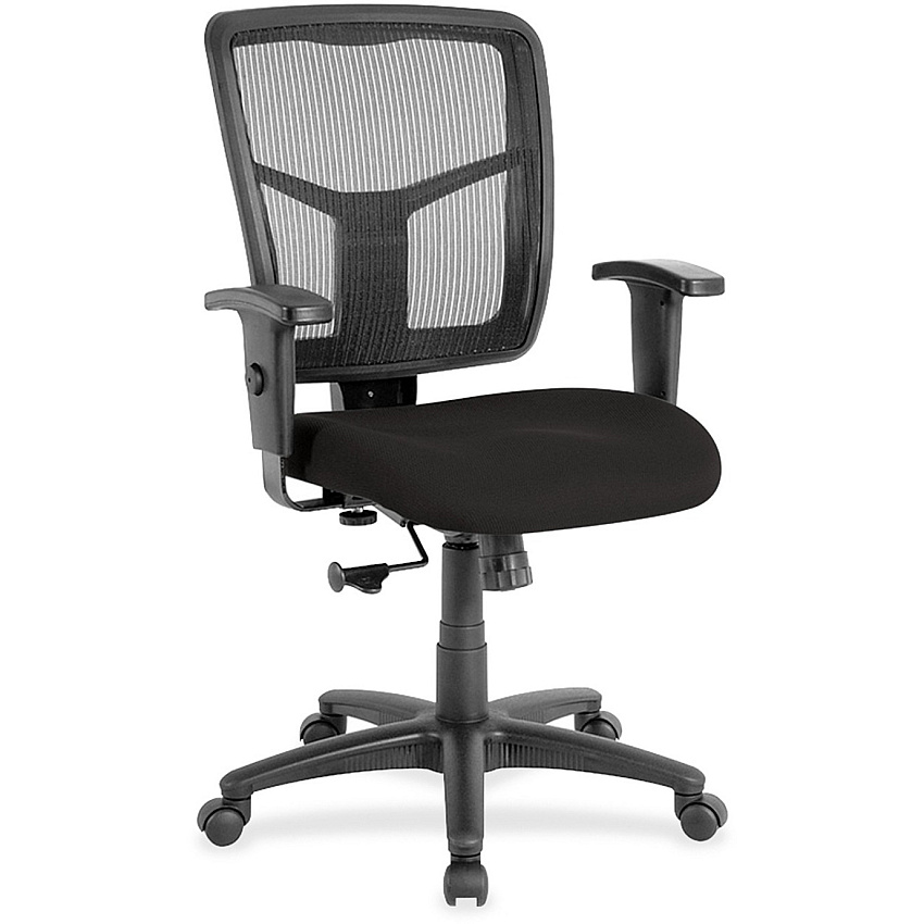 Lorell Ergomesh Managerial Mesh Mid-back Chair Perfection Black Seat Color - Fabric Seat Material - Black Back Color - Black Frame Color - 5-star Base - 1 Each (LLR8620963)