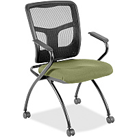 Lorell Mesh Back Nesting Training/Guest Chairs Fuse Cress Seat Color - Fabric Seat Material - Powder Coated Frame Color - Metal Frame Material - Four-legged Base - Black - Mesh - Armrest - 2 / Carton (LLR8437448)