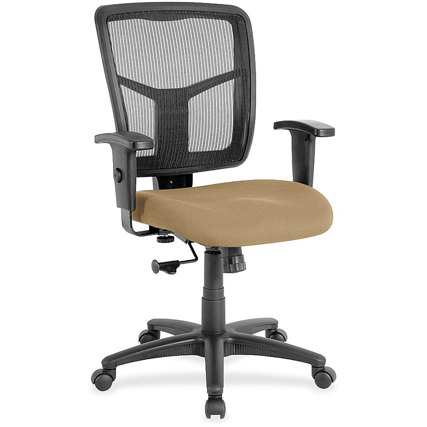 Lorell Ergomesh Managerial Mesh Mid-back Chair Perfection Beige Seat Color - Fabric Seat Material - Black Back Color - Black Frame Color - 5-star Base - 1 Each (LLR8620962)