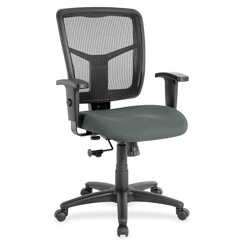 Lorell Ergomesh Managerial Mesh Mid-back Chair Expo Fog Seat Color - Fabric Seat Material - Black Back Color - Black Frame Color - 5-star Base - 1 Each (LLR8620932)