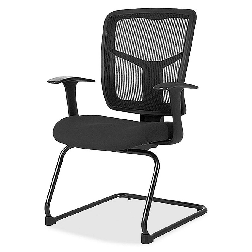 Lorell ErgoMesh Series Mesh Back Guest Chair with Arms Expo Tuxedo Seat Color - Mesh, Fabric Seat Material - Black Back Color - Mesh Back Material - Cantilever Base - Black - 1 Each (LLR8620235)