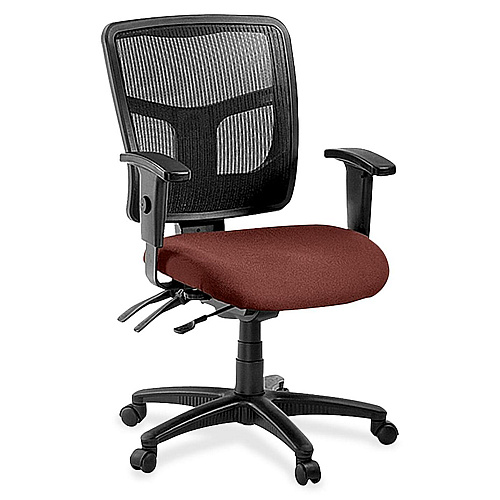 Lorell ErgoMesh Series Managerial Mesh Mid-Back Chair Canyon Cordovan Seat Color - Vinyl Seat Material - Black Back Color - Mesh Back Material - Black Frame Color - Mid Back - 5-star Base - 1 Each (LLR8620126)