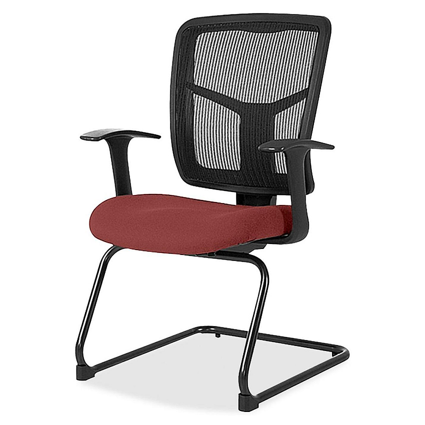 Lorell ErgoMesh Series Mesh Back Guest Chair with Arms Shire Tulip Seat Color - Mesh, Fabric Seat Material - Black Back Color - Mesh Back Material - Cantilever Base - Black - 1 Each (LLR8620288)