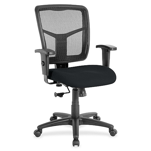 Lorell Ergomesh Managerial Mesh Mid-back Chair Insight Ebony Seat Color - Fabric Seat Material - Black Back Color - Black Frame Color - 5-star Base - 1 Each (LLR8620949)