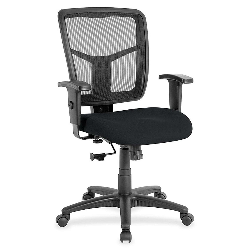 Lorell Ergomesh Managerial Mesh Mid-back Chair Insight Ebony Seat Color - Fabric Seat Material - Black Back Color - Black Frame Color - 5-star Base - 1 Each (LLR8620949)