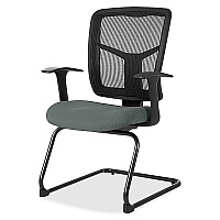 Lorell ErgoMesh Series Mesh Back Guest Chair with Arms Expo Fog Seat Color - Mesh, Fabric Seat Material - Black Back Color - Mesh Back Material - Cantilever Base - Black - 1 Each (LLR8620232)