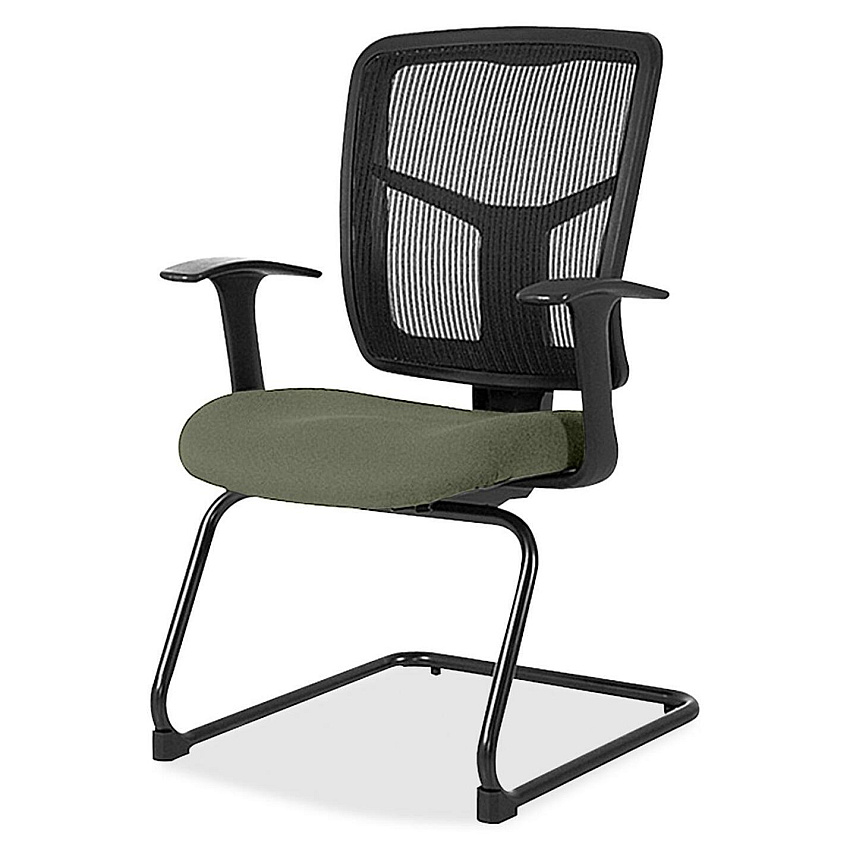 Lorell ErgoMesh Series Mesh Back Guest Chair with Arms Shire Sage Seat Color - Mesh, Fabric Seat Material - Black Back Color - Mesh Back Material - Cantilever Base - Black - 1 Each (LLR8620285)