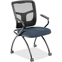 Lorell Mesh Back Nesting Training/Guest Chairs Shire Chesapeake Seat Color - Fabric Seat Material - Powder Coated Frame Color - Metal Frame Material - Four-legged Base - Black - Mesh - Armrest - 2 / Carton (LLR8437484)