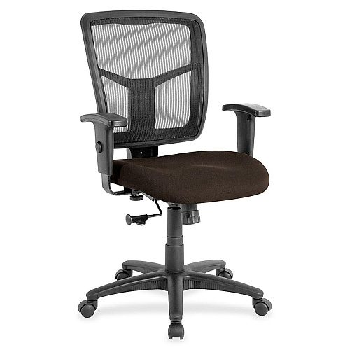 Lorell Ergomesh Managerial Mesh Mid-back Chair Forte Fudge Seat Color - Fabric Seat Material - Black Back Color - Black Frame Color - 5-star Base - 1 Each (LLR8620941)