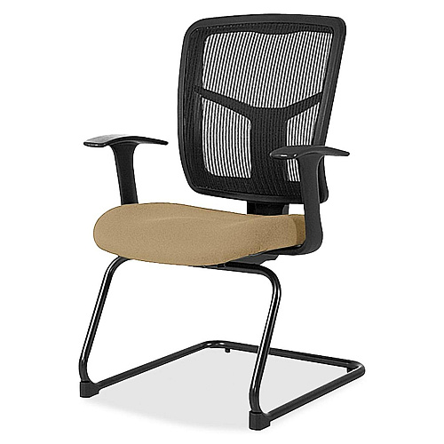 Lorell ErgoMesh Series Mesh Back Guest Chair with Arms Perfection Beige Seat Color - Mesh, Fabric Seat Material - Black Back Color - Mesh Back Material - Cantilever Base - Black - 1 Each (LLR8620262)