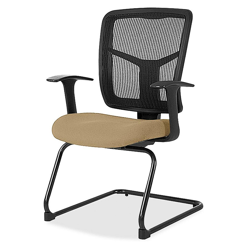Lorell ErgoMesh Series Mesh Back Guest Chair with Arms Perfection Beige Seat Color - Mesh, Fabric Seat Material - Black Back Color - Mesh Back Material - Cantilever Base - Black - 1 Each (LLR8620262)