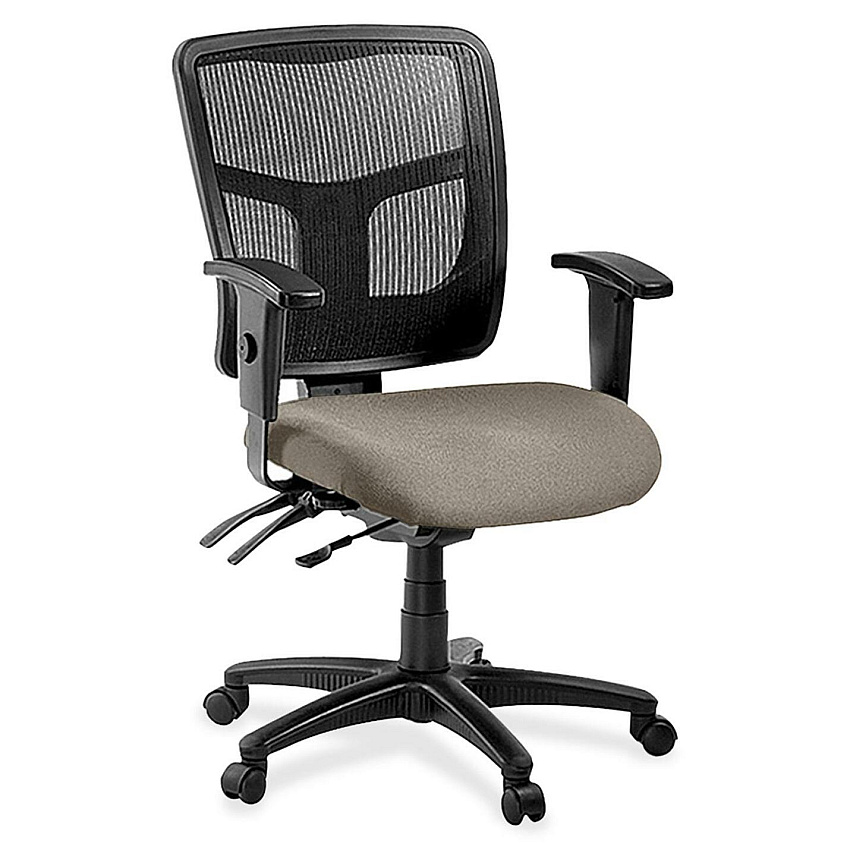 Lorell ErgoMesh Series Managerial Mesh Mid-Back Chair Fossil Seat Color - Fabric Seat Material - Black Back Color - Black Frame Color - 5-star Base - 1 Each (LLR8620151)