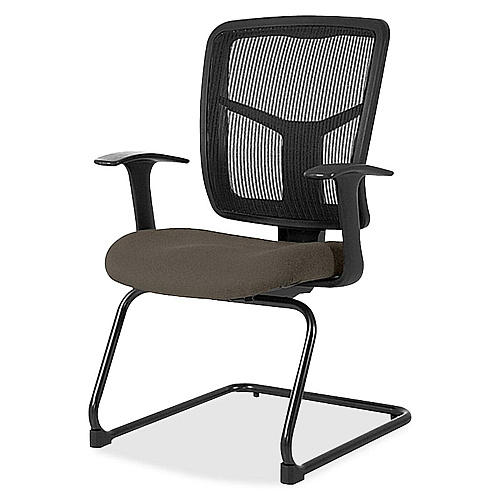 Lorell ErgoMesh Series Mesh Back Guest Chair with Arms Shire Stonewall Seat Color - Mesh, Fabric Seat Material - Black Back Color - Mesh Back Material - Cantilever Base - Black - 1 Each (LLR8620286)