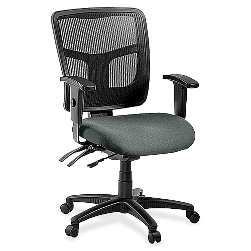 Lorell ErgoMesh Series Managerial Mesh Mid-Back Chair Expo Fog Seat Color - Fabric Seat Material - Black Back Color - Black Frame Color - 5-star Base - Black - 1 Each (LLR8620132)