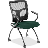 Lorell Mesh Back Nesting Training/Guest Chairs Insight Forest Seat Color - Fabric Seat Material - Powder Coated Frame Color - Metal Frame Material - Four-legged Base - Black - Mesh - Armrest - 2 / Carton (LLR8437450)