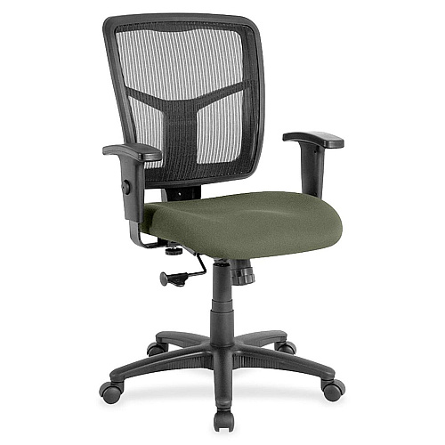Lorell Ergomesh Managerial Mesh Mid-back Chair Shire Sage Seat Color - Fabric Seat Material - Black Back Color - Black Frame Color - 5-star Base - 1 Each (LLR8620985)