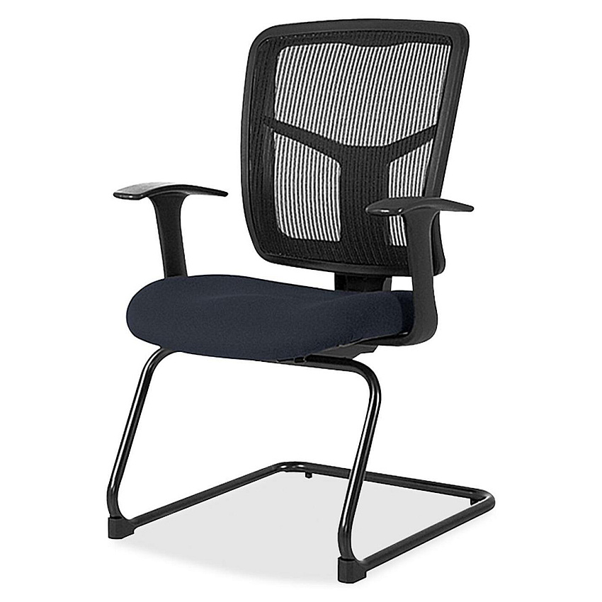 Lorell ErgoMesh Series Mesh Back Guest Chair with Arms Perfection Navy Seat Color - Mesh, Fabric Seat Material - Black Back Color - Mesh Back Material - Cantilever Base - Black - 1 Each (LLR8620266)