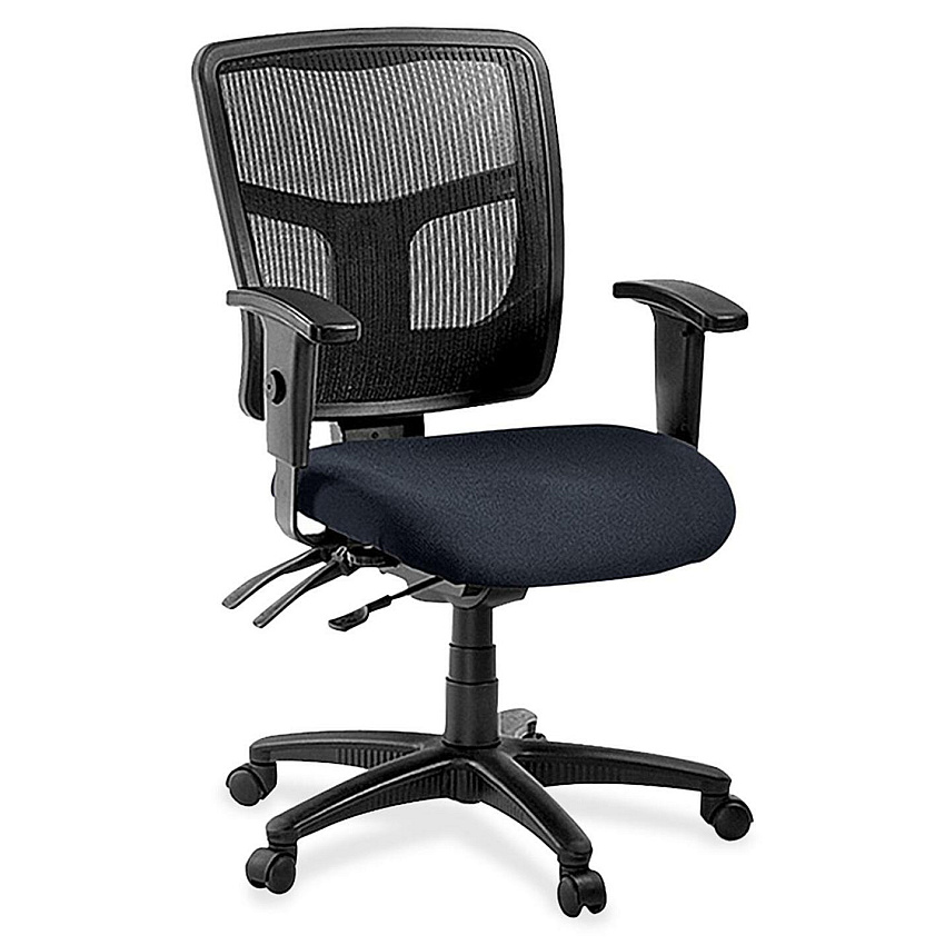 Lorell ErgoMesh Series Managerial Mesh Mid-Back Chair Perfection Navy Seat Color - Fabric Seat Material - Black Back Color - Black Frame Color - 5-star Base - Black - 1 Each (LLR8620166)