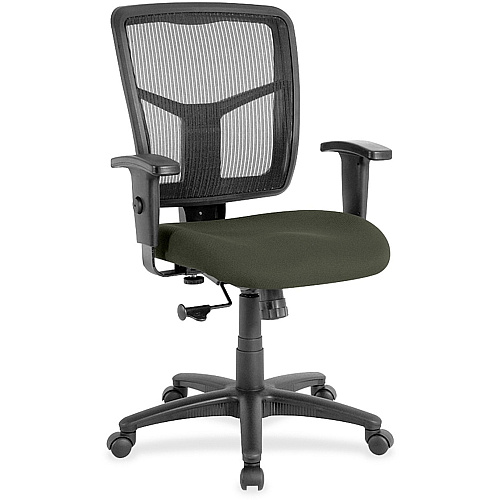 Lorell Ergomesh Managerial Mesh Mid-back Chair Perfection Olive Green Seat Color - Fabric Seat Material - Black Back Color - Black Frame Color - 5-star Base - 1 Each (LLR8620967)