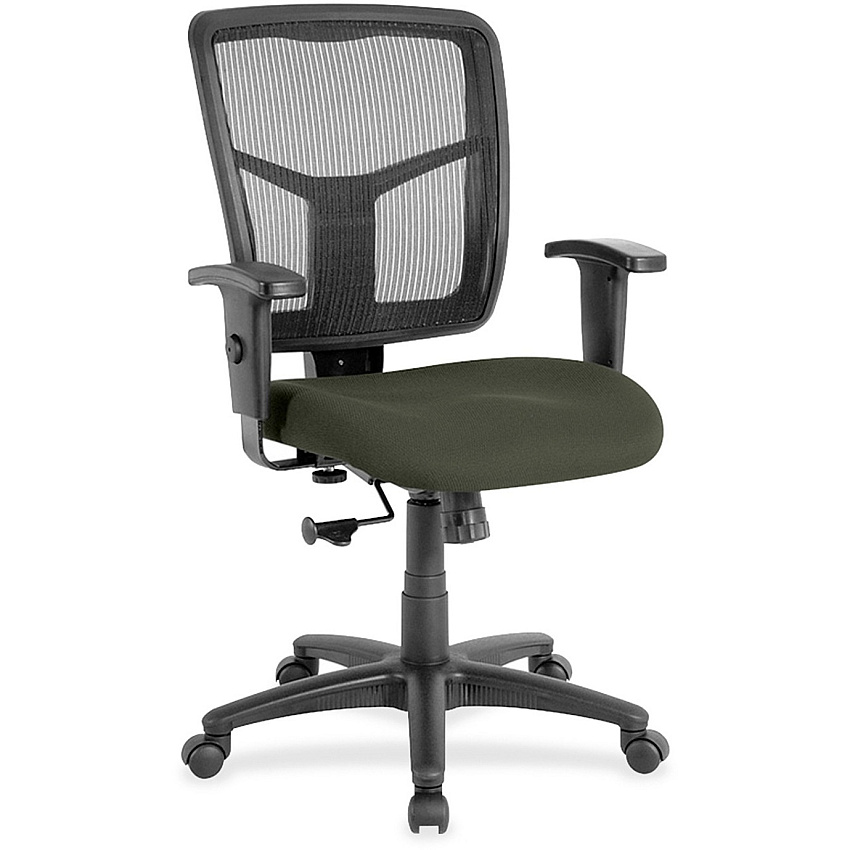 Lorell Ergomesh Managerial Mesh Mid-back Chair Perfection Olive Green Seat Color - Fabric Seat Material - Black Back Color - Black Frame Color - 5-star Base - 1 Each (LLR8620967)