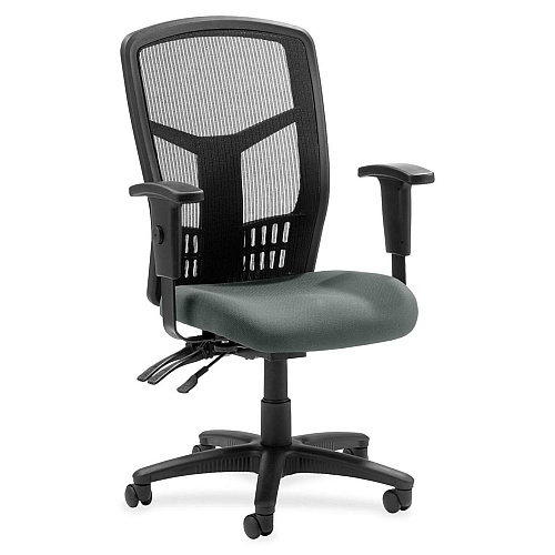 Lorell Executive High-back Mesh Chair Expo Fog Seat Color - Mesh Fabric Seat Material - Black Back Color - Black Frame Color - 5-star Base - Black - 1 Each (LLR8620032)