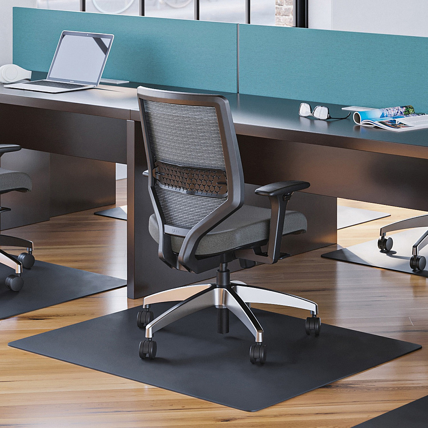 Deflecto Black EconoMat for Hard Floors Hard Floor, Office, Carpeted Floor, Breakroom - 60" Length x 46" Width - Rectangular - Vinyl - Black - 1 Each (CM21442FBLK)
