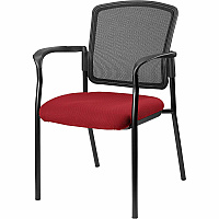 Lorell Breathable Mesh Guest Chairs Fabric Seat Material - Black, Powder Coated Frame Color - Steel Frame Material - Real Red - Armrest - 1 Each (LLR2310002)