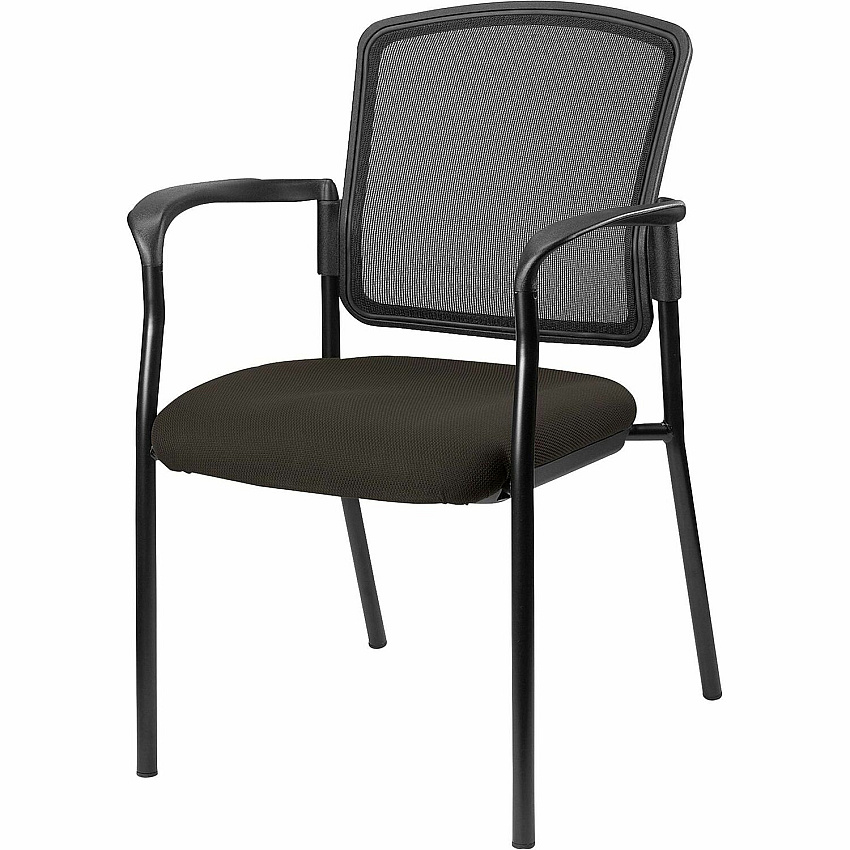 Lorell Breathable Mesh Guest Chairs Fuse Pepper Seat Color - Fabric Seat Material - Black, Powder Coated Frame Color - Steel Frame Material - Pepper - Armrest - 1 Each (LLR2310004)
