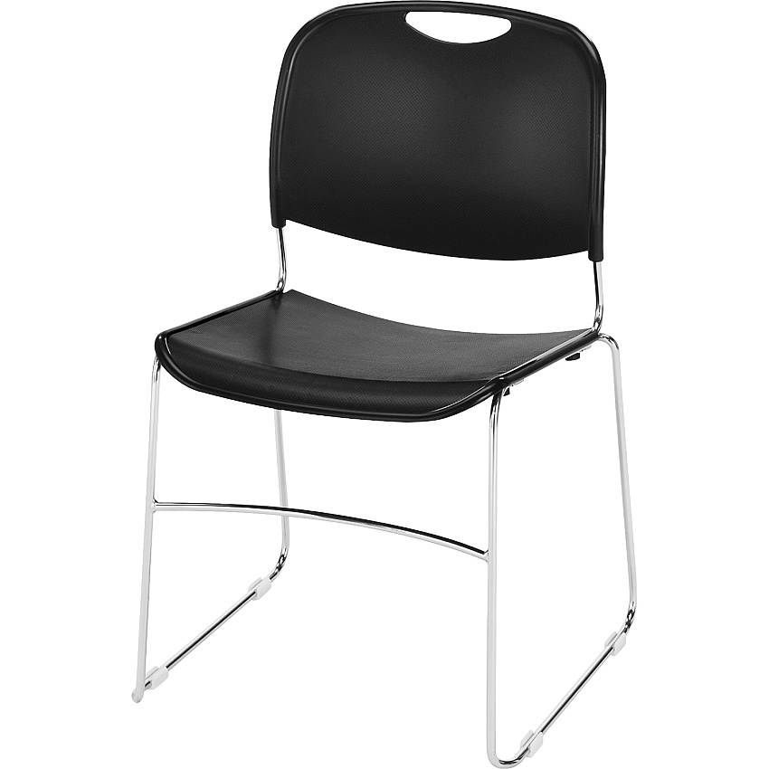 Lorell Lumbar Support Stacking Chair Black Seat Color - Polymer Seat Material - Black Back Color - Polymer Back Material - Chrome Frame Color - Metal Frame Material - Black - 4 / Carton (LLR42938)