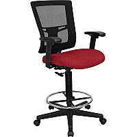 Lorell Mesh Back Drafting Stool Real Red Seat Color - Mid Back - 5-star Base - Real Red - 1 Each (LLR4310002)