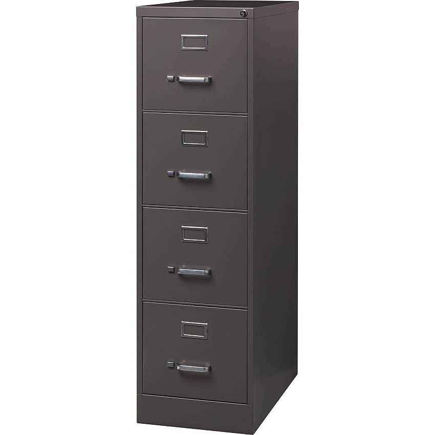 Lorell Fortress Series 26-1/2" Commercial-Grade Vertical File Cabinet 15" Width x 26.5" Depth x 52" Height - 4 x Drawer(s) for File - Letter - Vertical - Label Holder, Drawer Extension, Ball-bearing Suspension, Heavy Duty, Security Lock - Mediu (LLR60155)