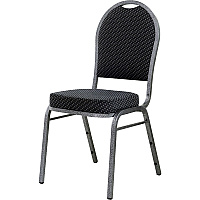 Lorell Round High-Back Upholstered Stack Chairs Gray Seat Color - Fabric Seat Material - Gray Back Color - Fabric Back Material - Steel Frame Material - Four-legged Base - 4 / Carton (LLR62525)