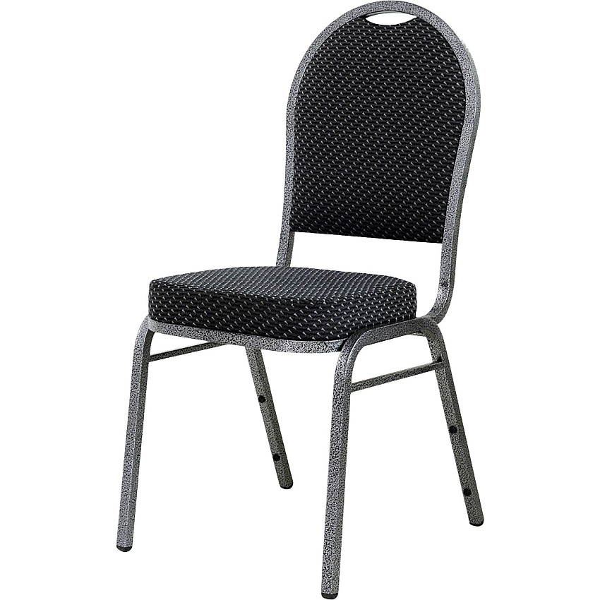 Lorell Round High-Back Upholstered Stack Chairs Gray Seat Color - Fabric Seat Material - Gray Back Color - Fabric Back Material - Steel Frame Material - Four-legged Base - 4 / Carton (LLR62525)