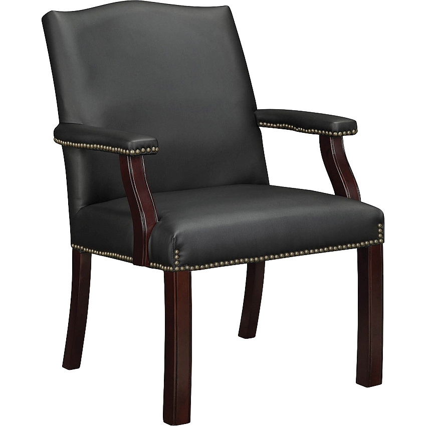 Lorell Deluxe Guest Chair Black Seat Color - Bonded Leather Seat Material - Black Back Color - Bonded Leather Back Material - Four-legged Base - Black - 1 Each (LLR68252)