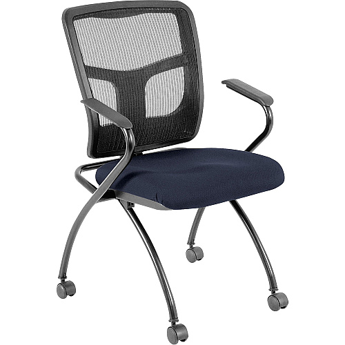 Lorell Mesh Back Nesting Training/Guest Chairs Periwinkle Blue Seat Color - Fabric Seat Material - Powder Coated Frame Color - Metal Frame Material - Four-legged Base - Mesh - Armrest - 2 / Carton (LLR8437401)