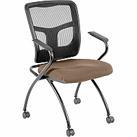 Lorell Mesh Back Fabric Seat Nesting Chairs Fuse Malted Seat Color - Fabric Seat Material - Powder Coated Frame Color - Metal Frame Material - Four-legged Base - Black - Mesh - Armrest - 2 / Carton (LLR8437403)