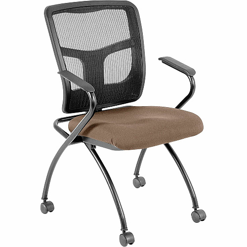 Lorell Mesh Back Fabric Seat Nesting Chairs Fuse Malted Seat Color - Fabric Seat Material - Powder Coated Frame Color - Metal Frame Material - Four-legged Base - Black - Mesh - Armrest - 2 / Carton (LLR8437403)