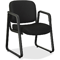 Lorell Upholstered Guest Chair Black Seat Color - Fabric, Plywood Seat Material - Black Back Color - Fabric, Plywood Back Material - Metal Frame Material - Sled Base - Black - 1 Each (LLR84576)