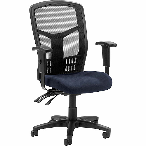 Lorell Executive High-back Mesh Chair Periwinkle Blue Seat Color - Fabric Seat Material - Gray Back Color - Black Frame Color - Steel, Plastic Frame Material - High Back - 5-star Base - Armrest - 1 Each (LLR8620001)