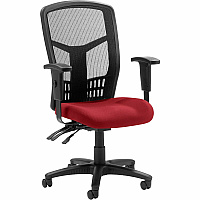 Lorell Executive High-back Mesh Chair Real Red Seat Color - Fabric Seat Material - Gray Back Color - Black Frame Color - Steel, Plastic Frame Material - High Back - 5-star Base - Armrest - 1 Each (LLR8620002)