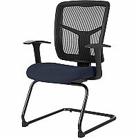 Lorell ErgoMesh Series Mesh Side Arm Guest Chair Periwinkle Blue Seat Color - Fabric Seat Material - Black Back Color - Mesh Back Material - Cantilever Base - 1 Each (LLR8620201)