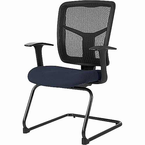 Lorell ErgoMesh Series Mesh Side Arm Guest Chair Periwinkle Blue Seat Color - Fabric Seat Material - Black Back Color - Mesh Back Material - Cantilever Base - 1 Each (LLR8620201)