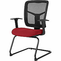 Lorell ErgoMesh Series Mesh Side Arm Guest Chair Real Red Seat Color - Fabric Seat Material - Black Back Color - Mesh Back Material - Cantilever Base - 1 Each (LLR8620202)
